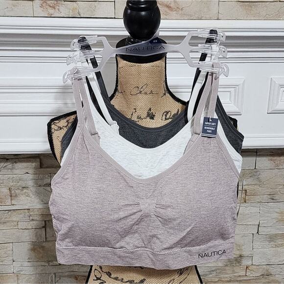Nautica 3pk active athletic workout lounge bras bralettes plus size 2X new - Picture 1 of 10